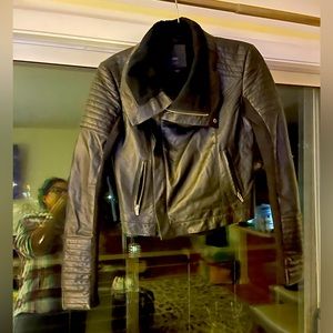 Black leather jacket, Veda, size L, worn three times